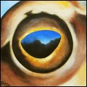 Augenblick eines Moorfrosches I; Acryl auf Leinwand;
30 x 30 cm